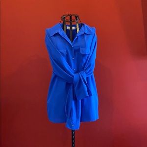 Bright Blue Calvin Klein Long Sleeve Blouse